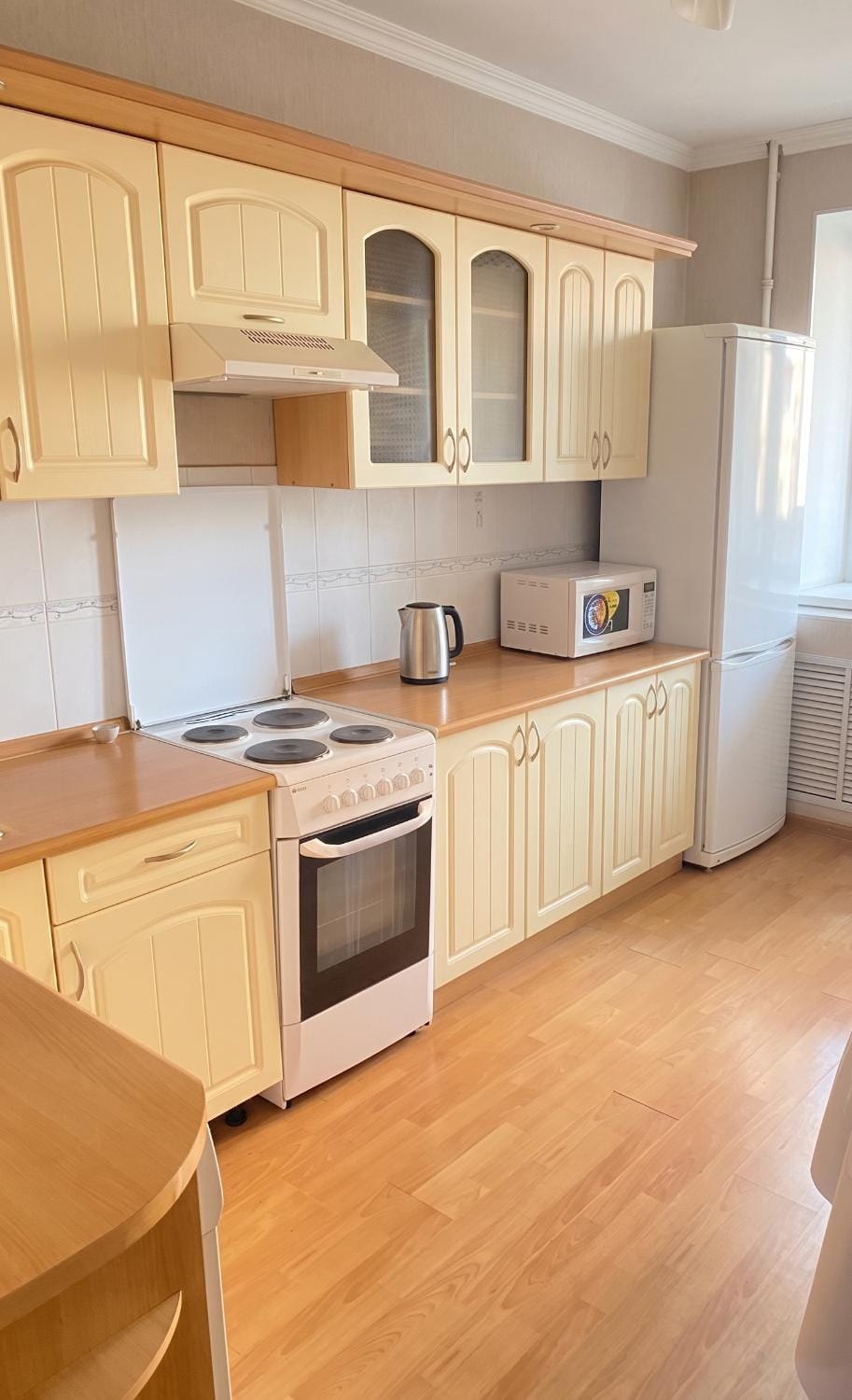 Kitchen or kitchenette, oven, stove