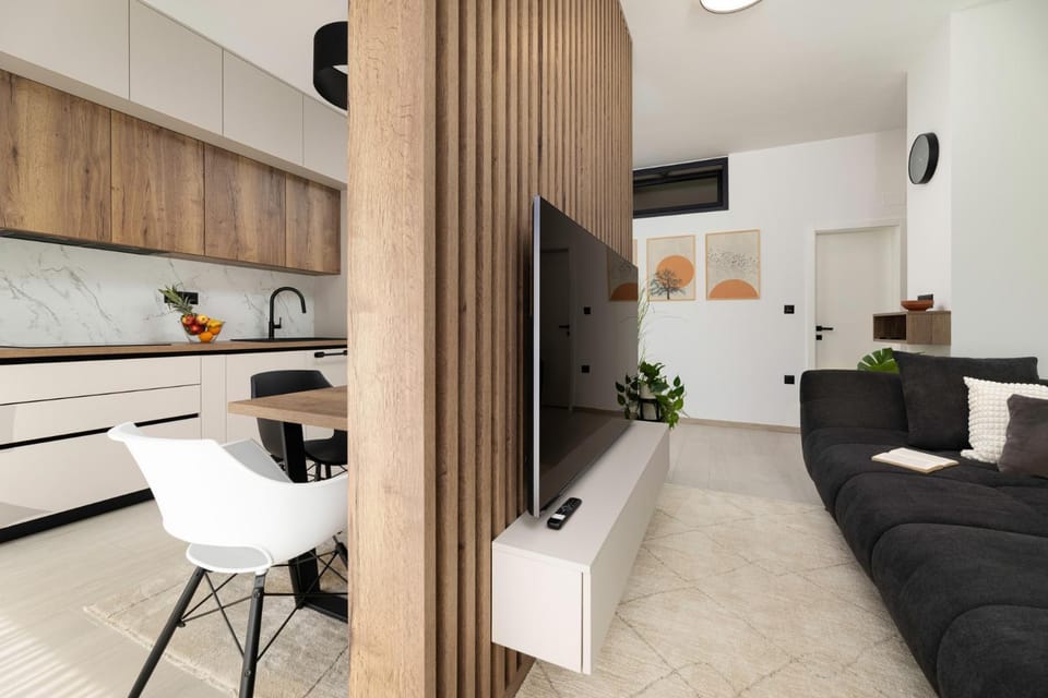 Living room, kitchen