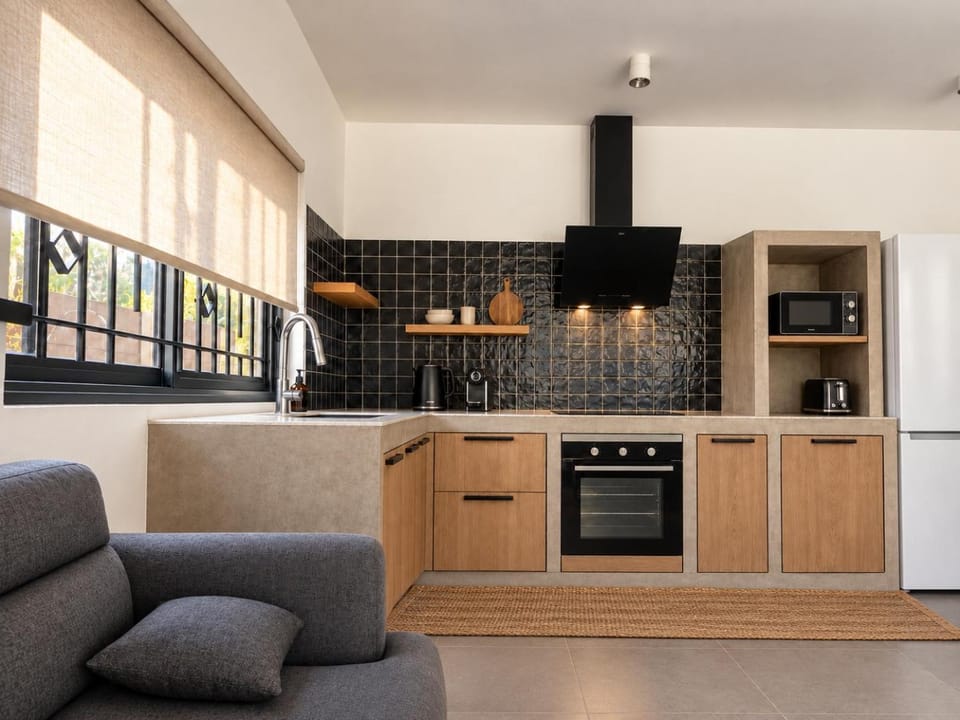 Kitchen or kitchenette, stove