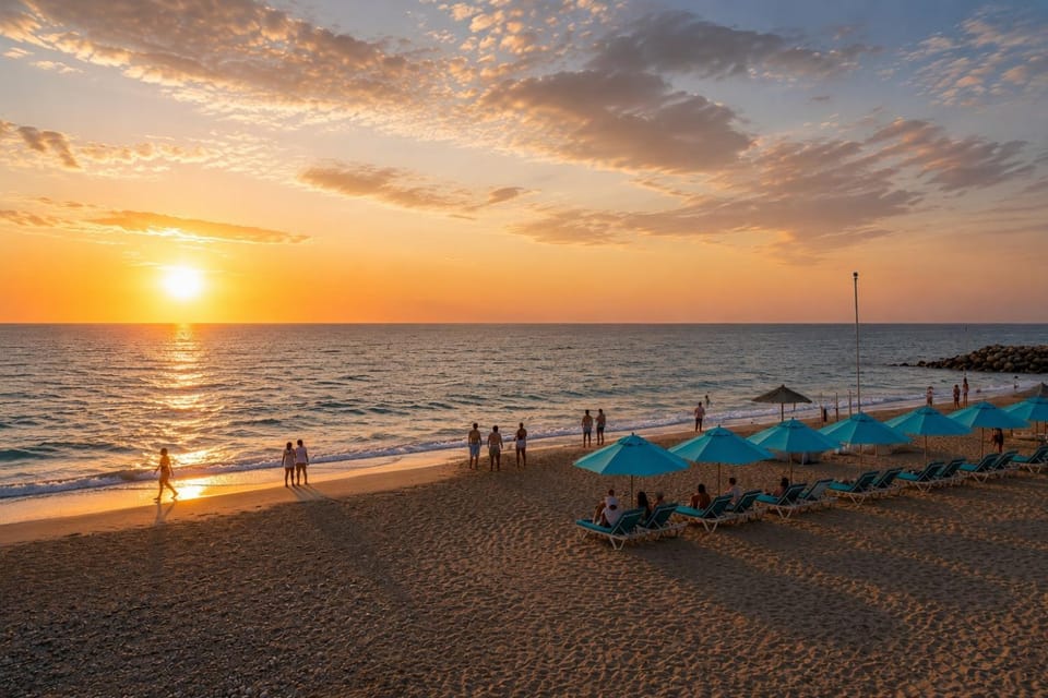 Beach, Sea view, Sunset, sunbed