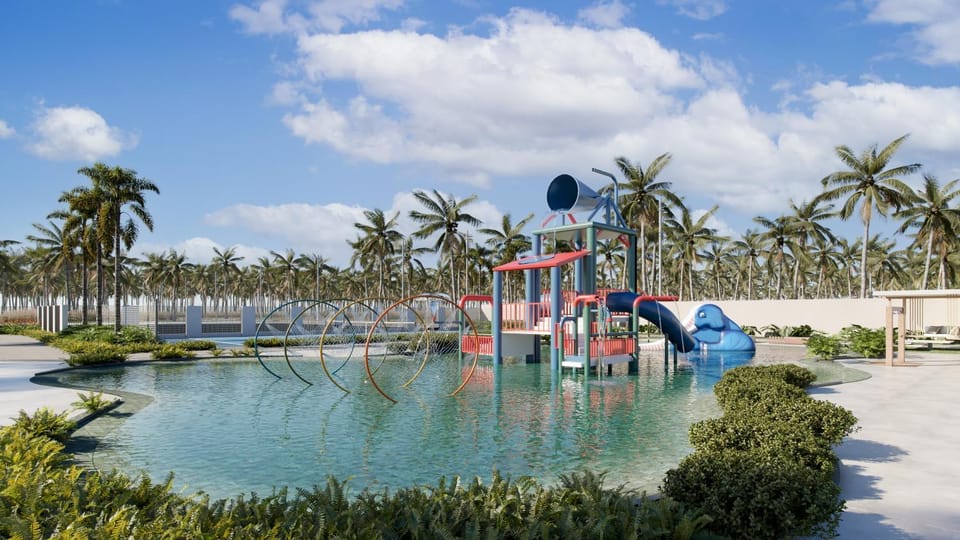 Natural landscape, Children play ground, Aqua park, Pool view, Swimming pool