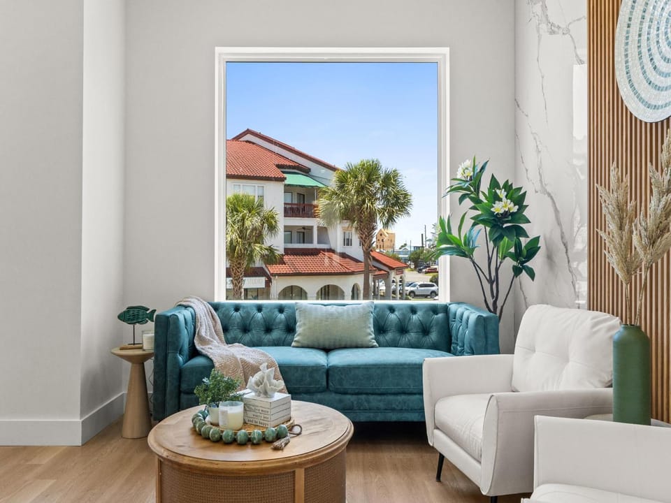 Property building, View (from property/room), Living room, Seating area, furniture