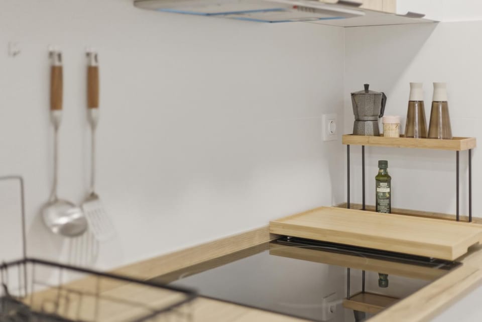 Kitchen or kitchenette, stove, kitchen