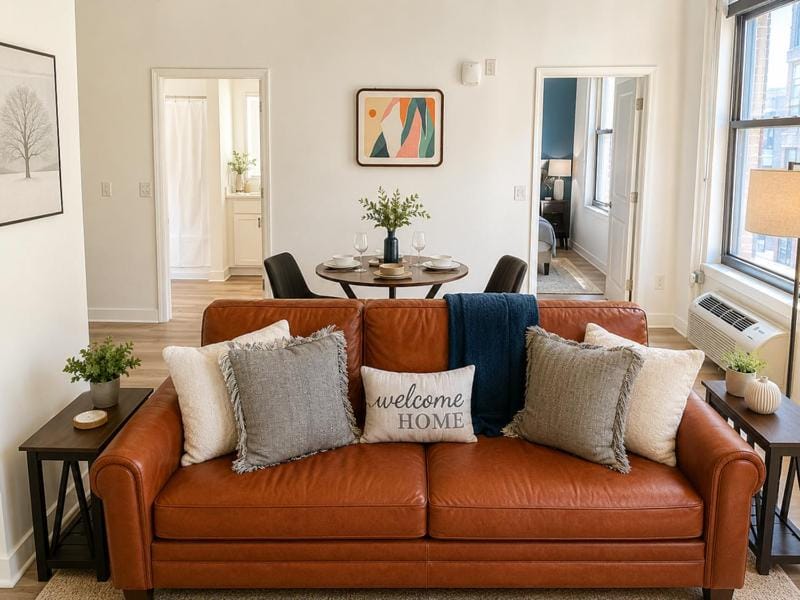 Living room, Photo of the whole room, Seating area, Dining area, City view