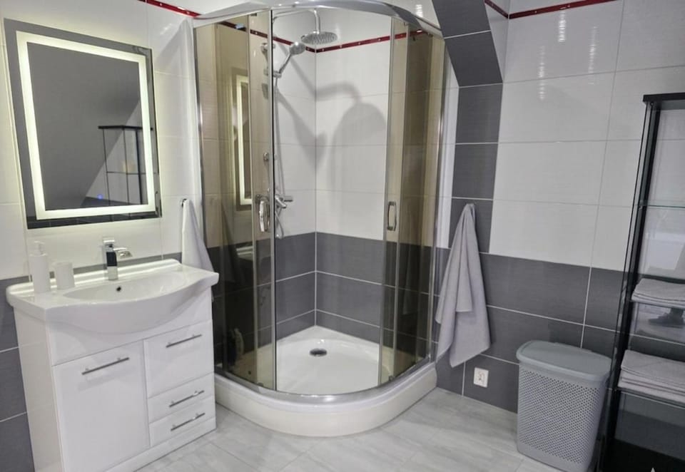 Shower, Bathroom, pet friendly, towels, washing machine