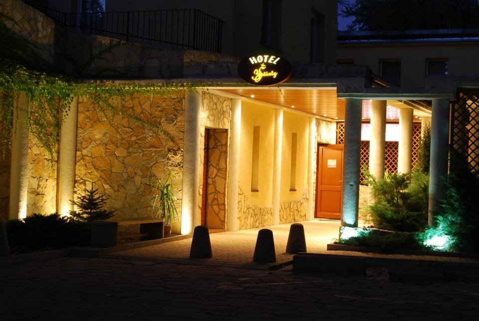 Facade/entrance, Night, Property logo or sign, Garden
