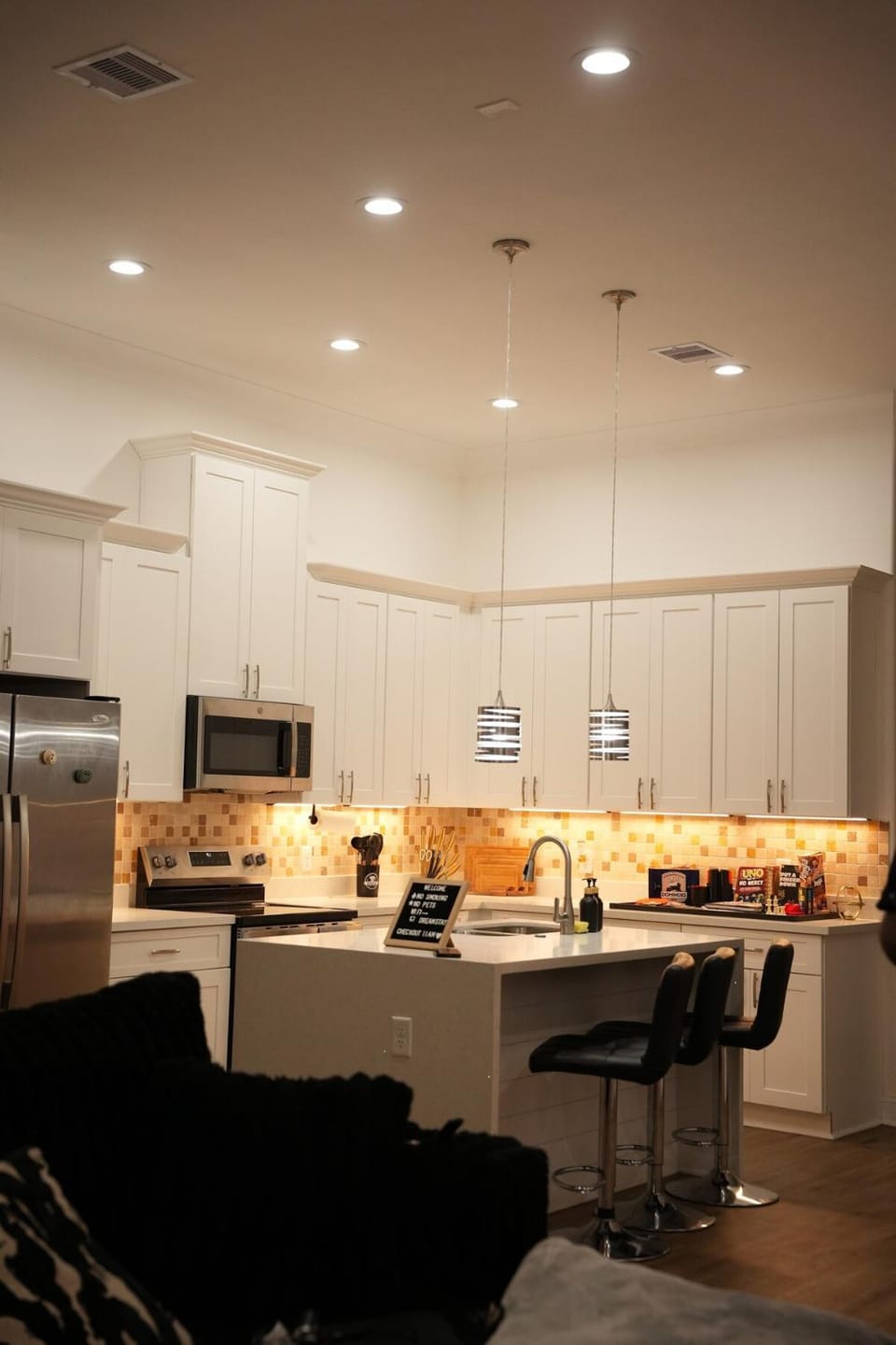 Living room, kitchen
