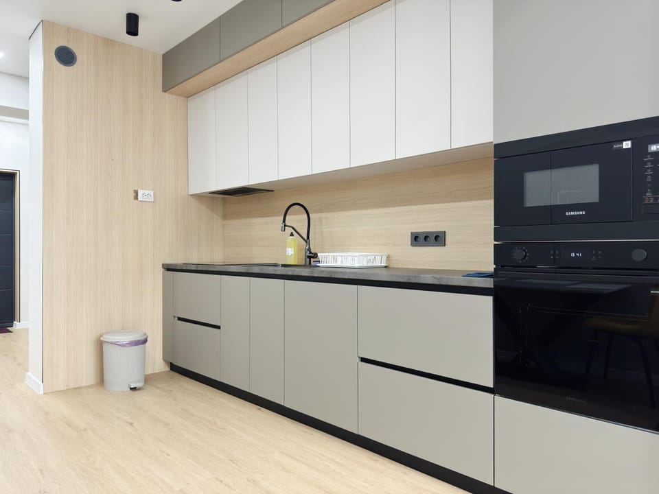 Kitchen or kitchenette, dishwasher, stove