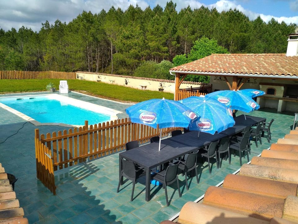 Property building, Living room, Swimming pool