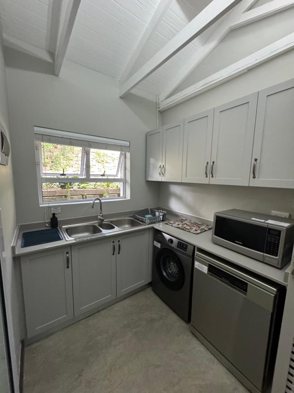 Kitchen or kitchenette, dishwasher, washing machine