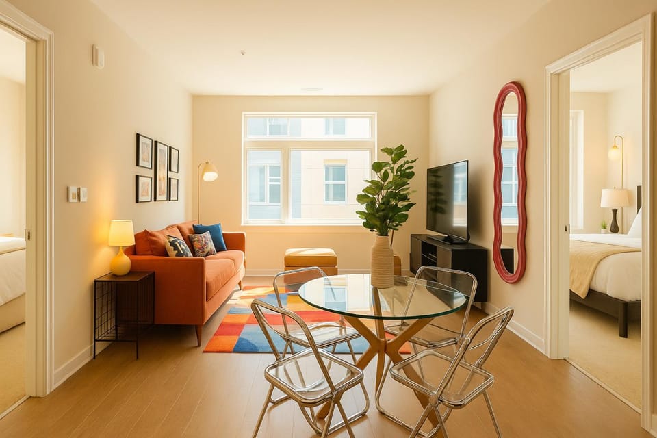Living room, Seating area, Dining area