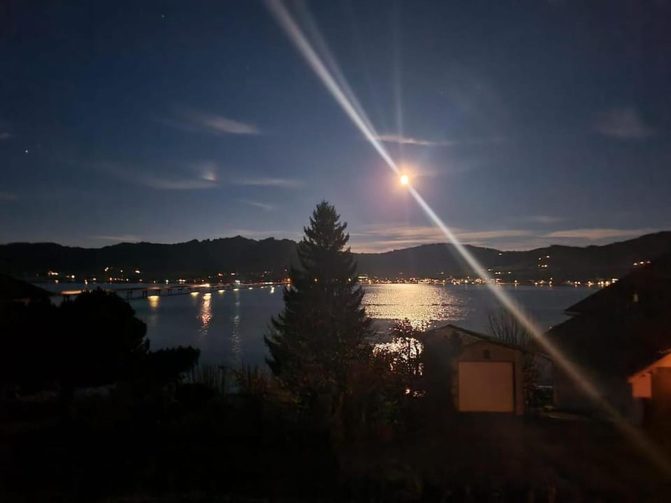 Night, Natural landscape, Lake view