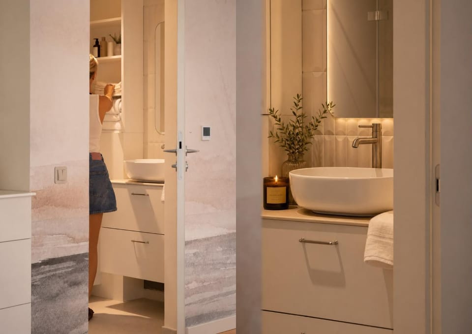 Bathroom, towels