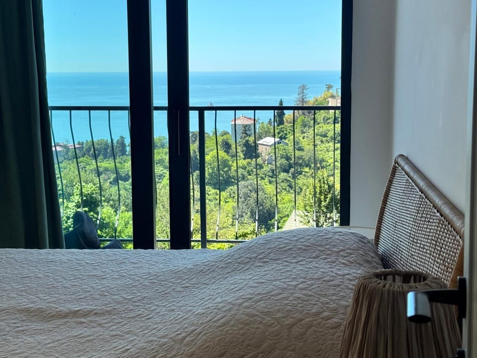Bed, Natural landscape, View (from property/room), Balcony/Terrace, Bedroom, Sea view