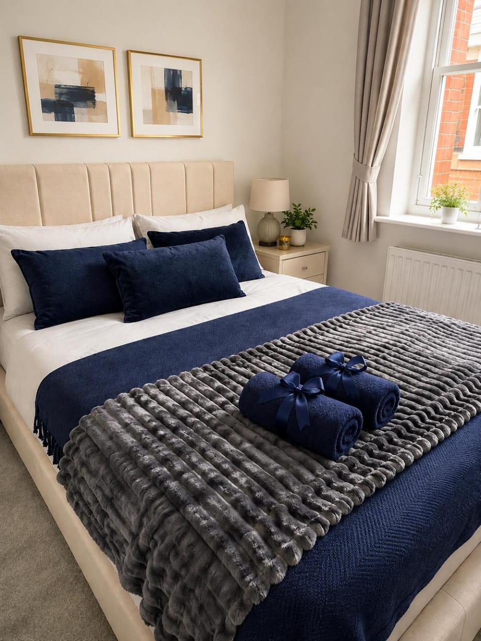 Bed, towels