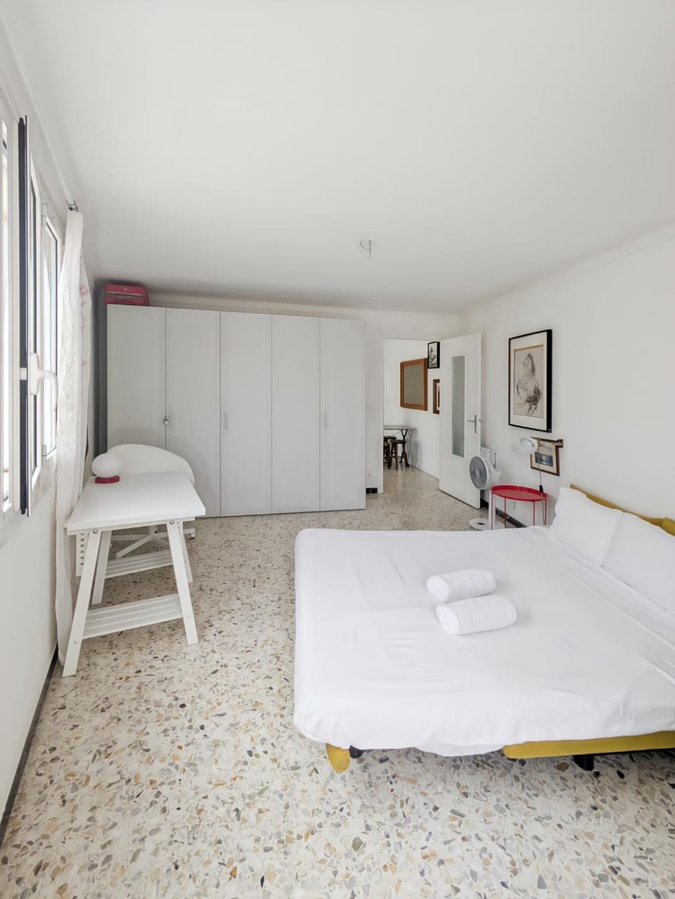 Bed, Seating area, Bedroom, storage, wardrobe
