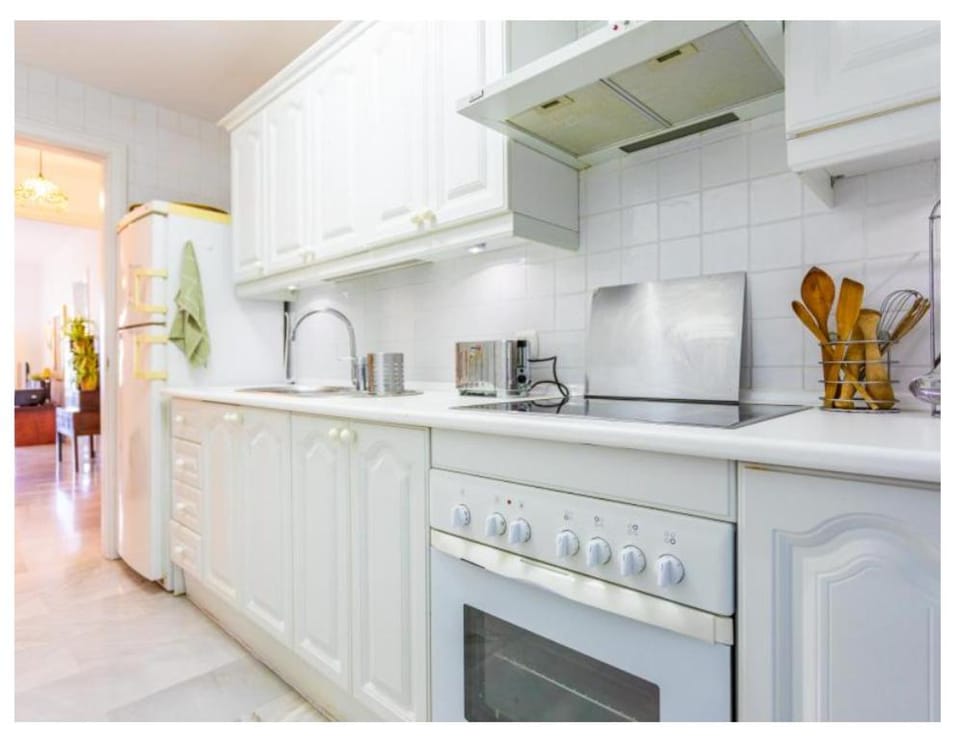 Kitchen or kitchenette, oven, stove, toaster