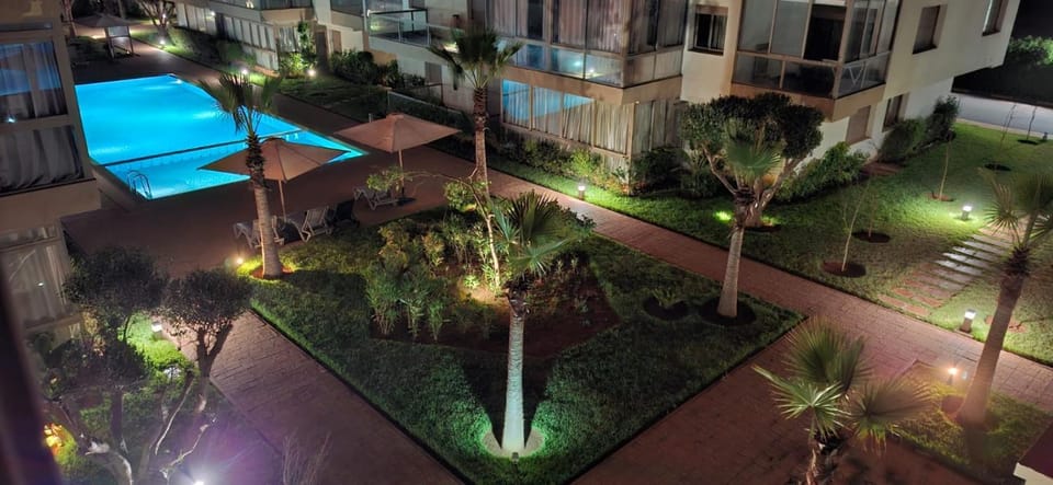 Patio, Night, Garden, Pool view, Swimming pool