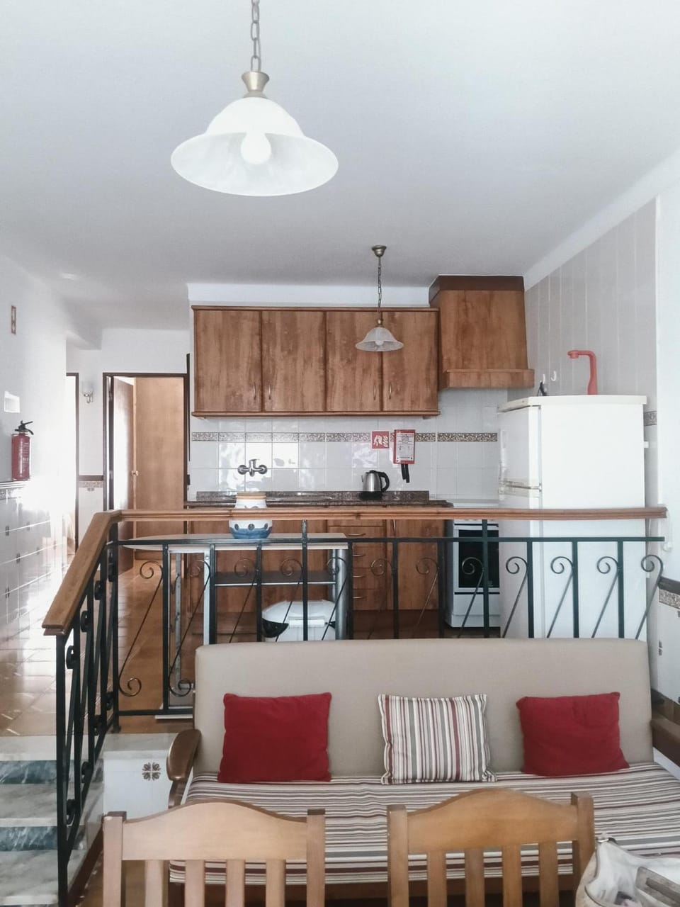 Kitchen or kitchenette, Living room, Seating area, Dining area, stove