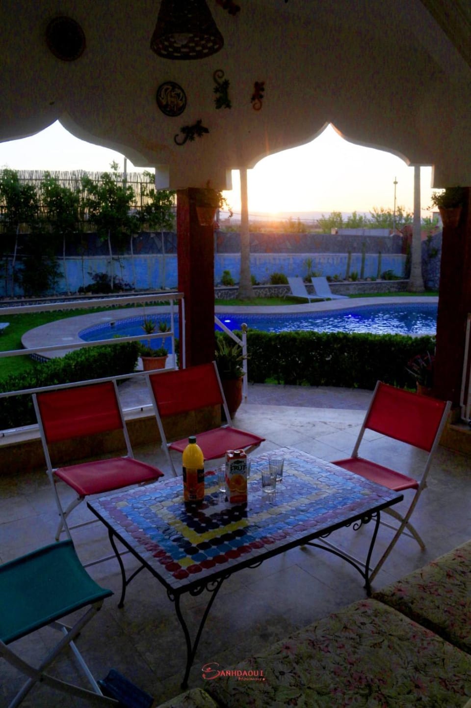 Patio, Pool view, sunbed