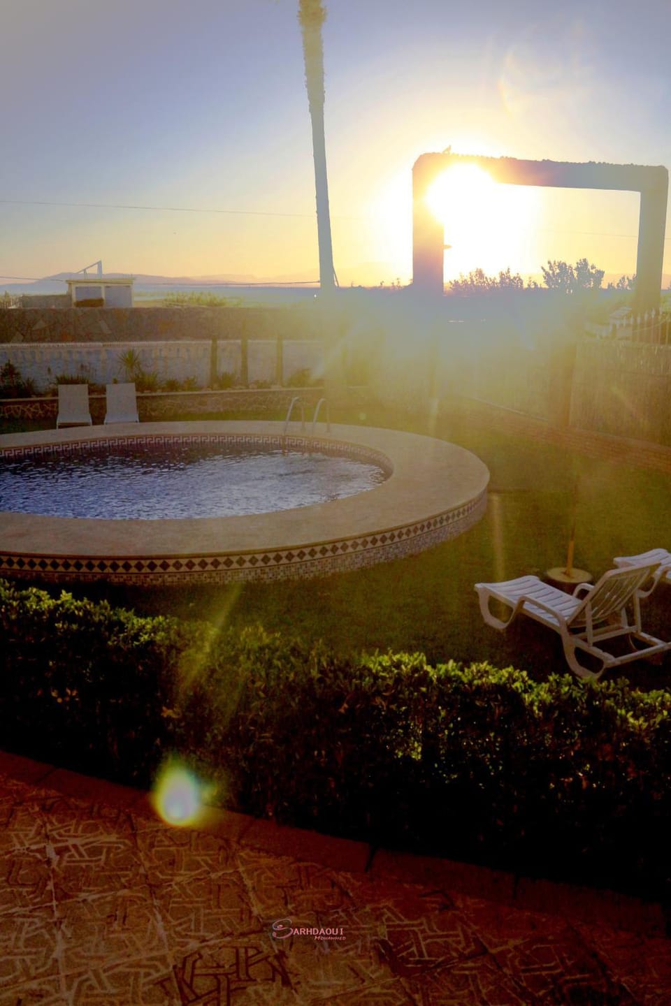 Pool view, Swimming pool, Sunset