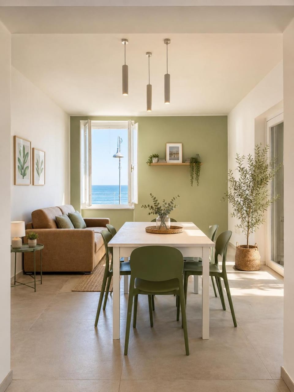 Living room, Sea view, kitchen