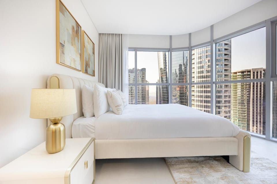 Bed, Bedroom, City view