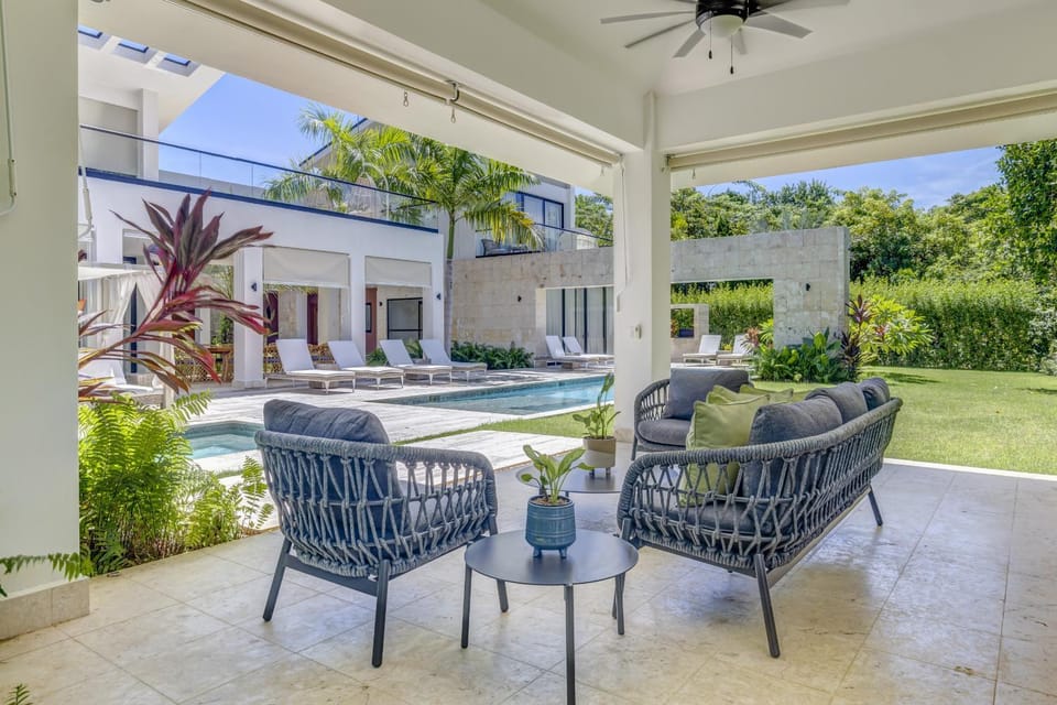 Patio, Day, Seating area, Pool view, Swimming pool, sunbed