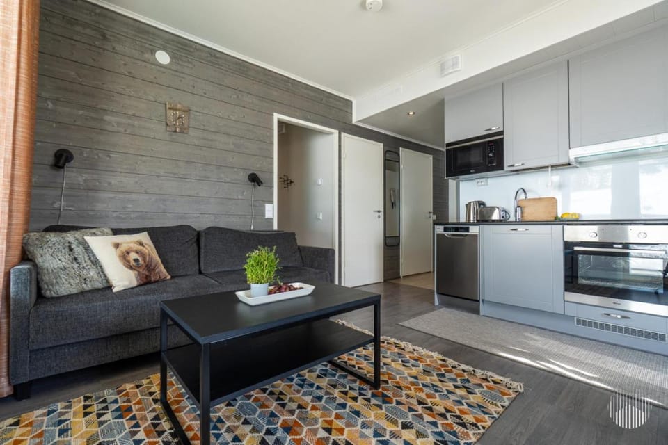 Kitchen or kitchenette, Living room, oven, stove