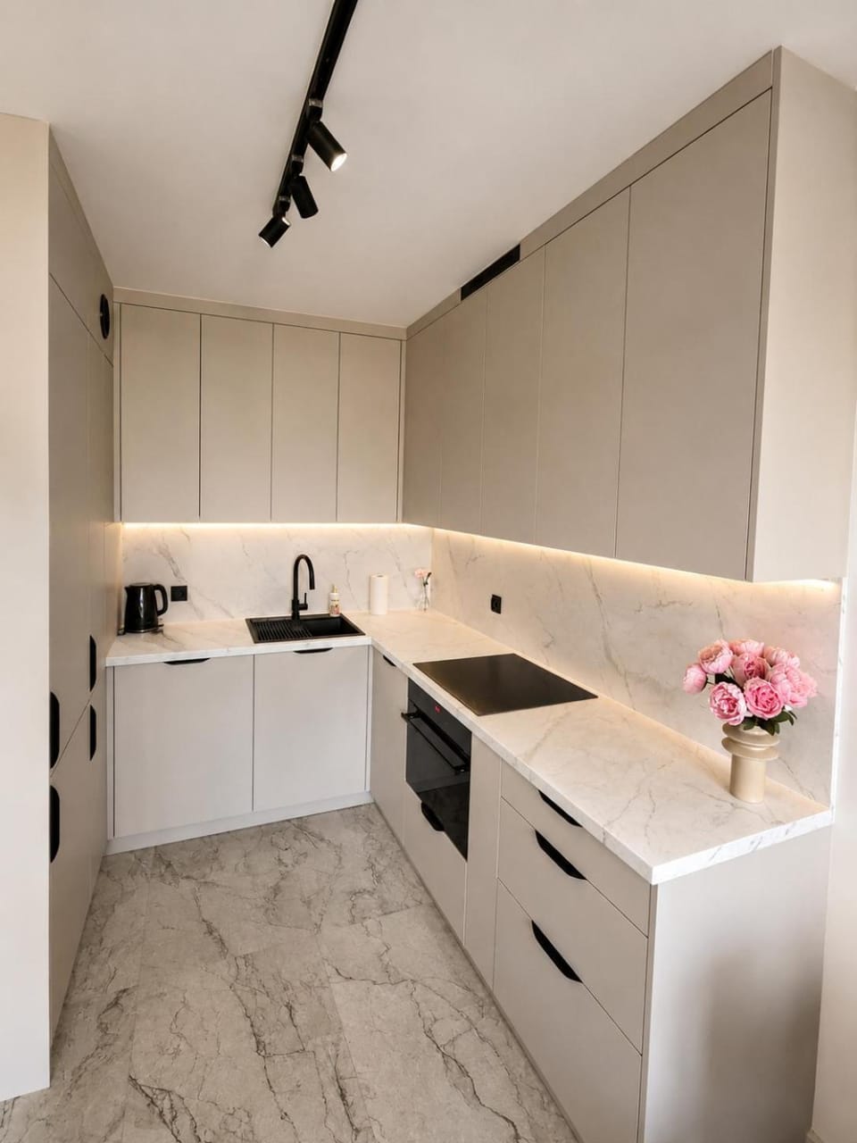 Kitchen or kitchenette, stove