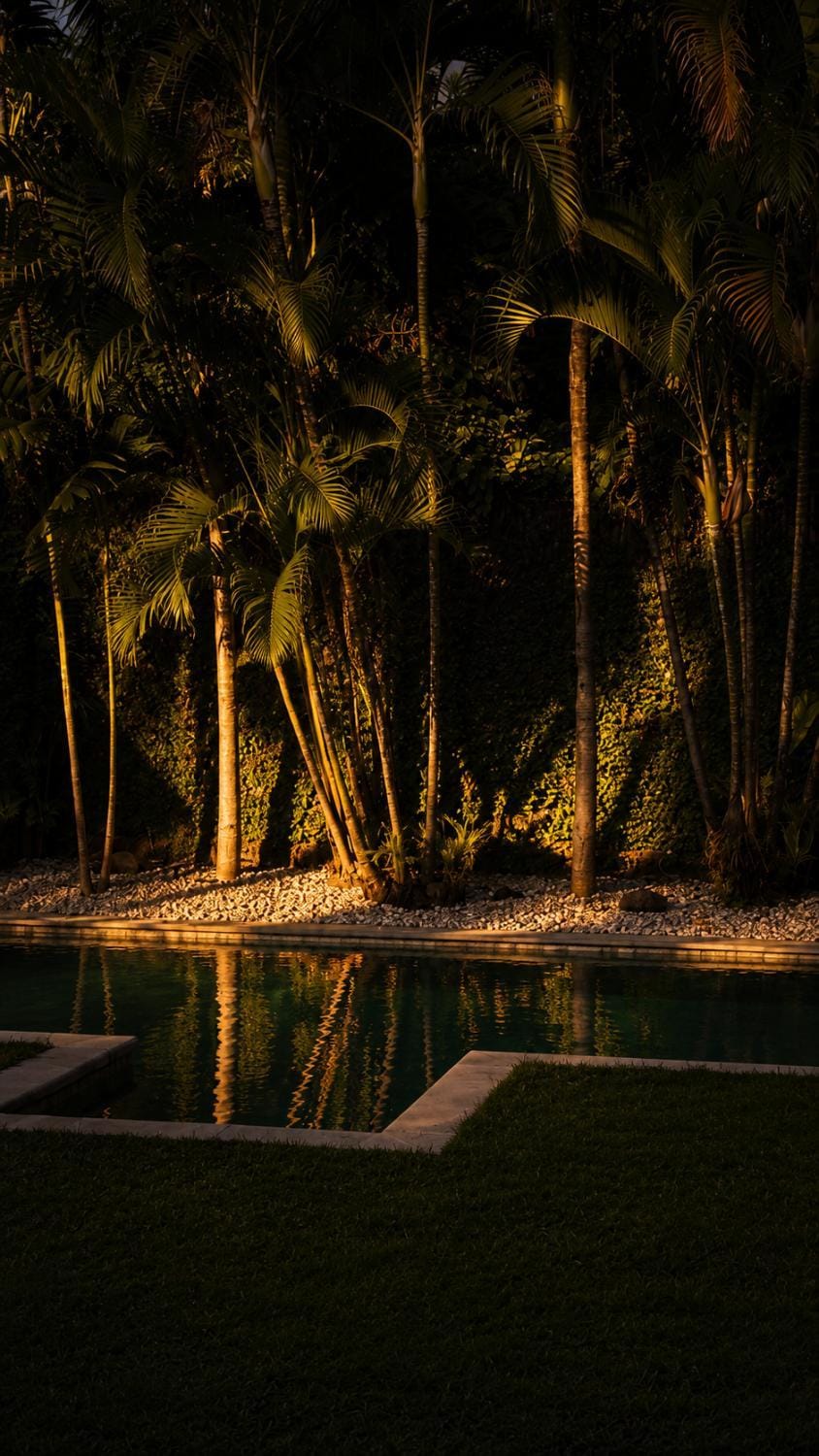 Night, Natural landscape, Garden, Garden view, Swimming pool