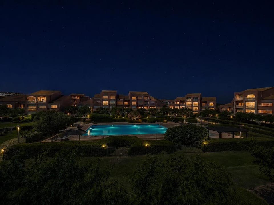 Night, Pool view, Swimming pool