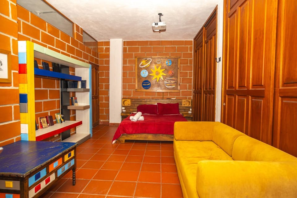 Bed, Library, Living room, Photo of the whole room, Seating area, Bedroom
