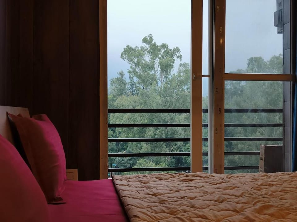 Bed, Natural landscape, Bedroom, Mountain view