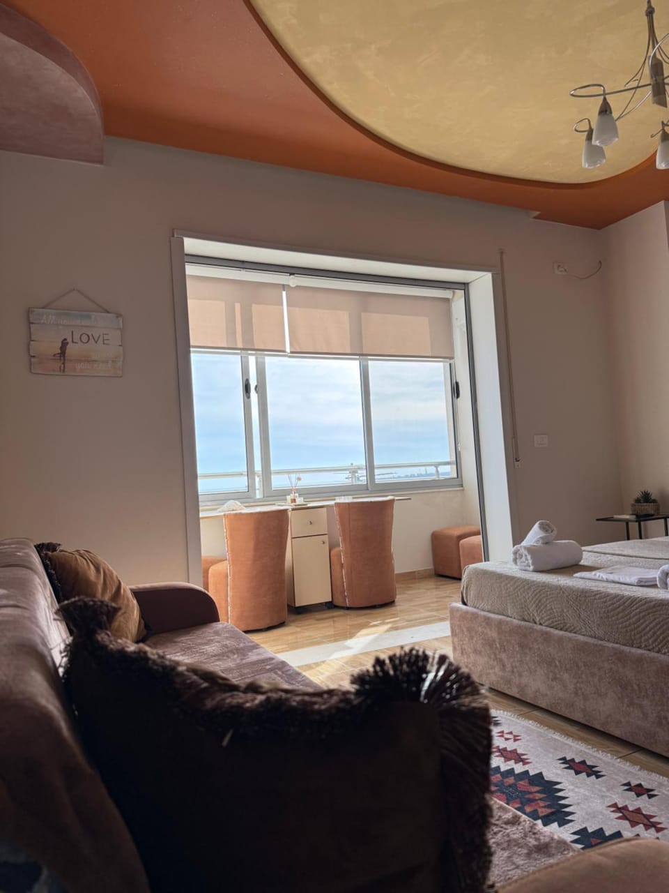 Bed, Natural landscape, Living room, Photo of the whole room, Seating area, Bedroom, Sea view