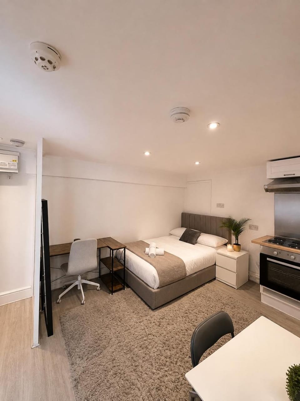 Bed, Kitchen or kitchenette, Living room, Photo of the whole room, Seating area, Bedroom