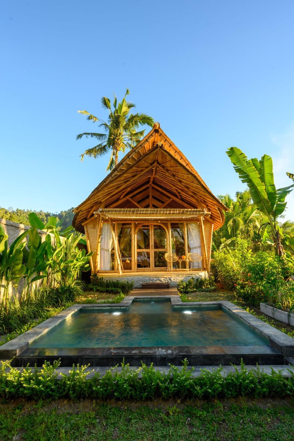 Property building, Natural landscape, Garden, Garden view, Pool view, Swimming pool