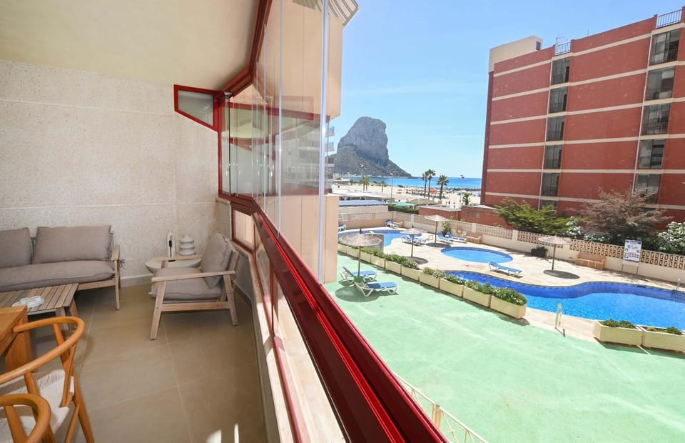 Property building, Patio, Balcony/Terrace, Beach, Sea view, Swimming pool
