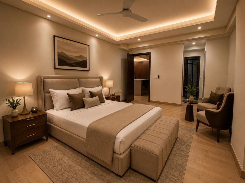 Bed, Photo of the whole room, Seating area, Bedroom