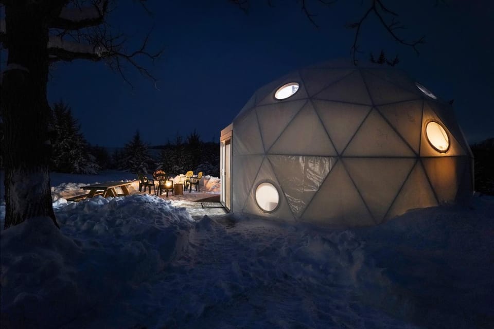 Property building, Night, Winter