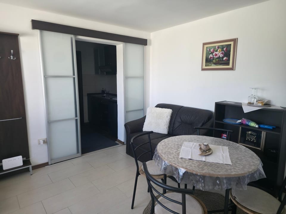 Kitchen or kitchenette, Living room, Seating area, Dining area