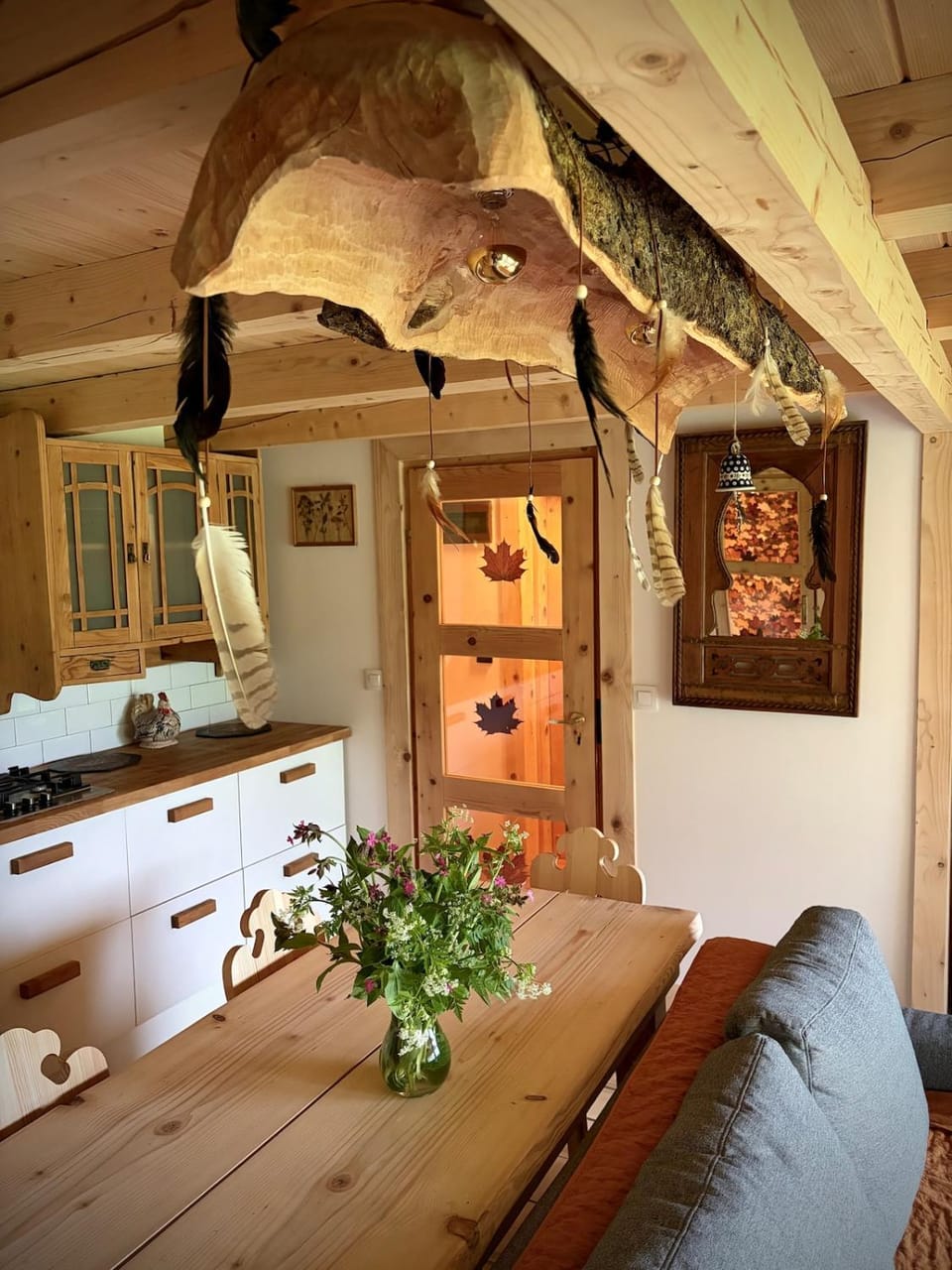 Kitchen or kitchenette, Living room, Decorative detail, Seating area