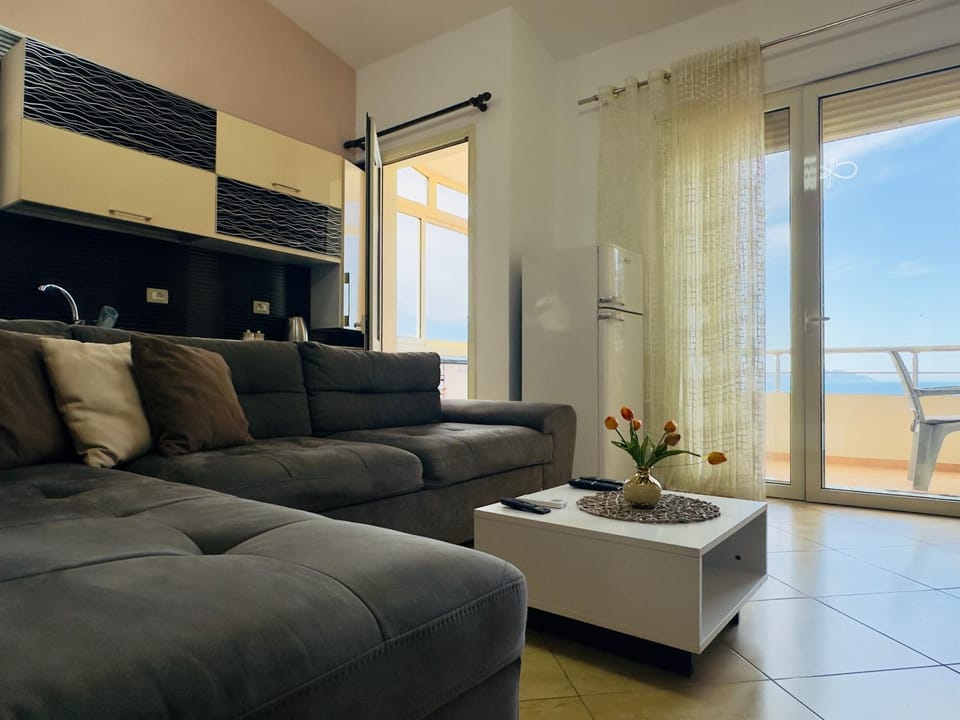 Natural landscape, Kitchen or kitchenette, Living room, Seating area, Sea view, kitchen, kitchen, air conditioner