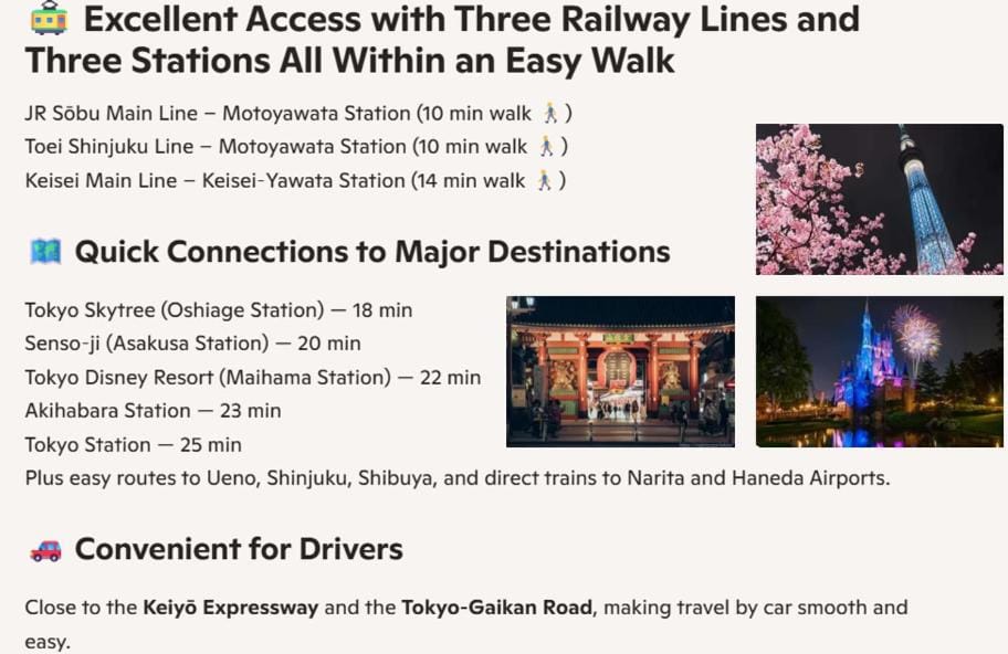 A whole-house rental in Central Ichikawa City with parking-Ideally located within walking distance of 3stations on 3 railway lines connecting to Tokyo Skytree-18min, Asakusa-20min, Disney-22min, & Narita and Haneda airport-Sakura Private Vacation House Bed and Breakfast in Chiba Prefecture