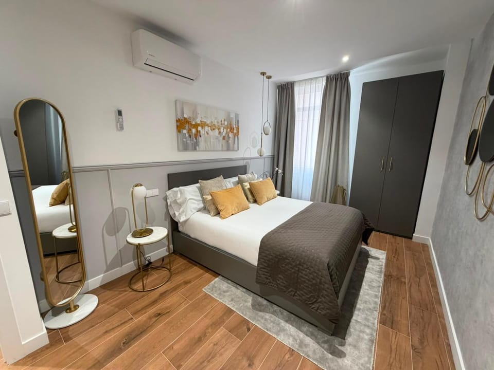 Bed, wardrobe, air conditioner