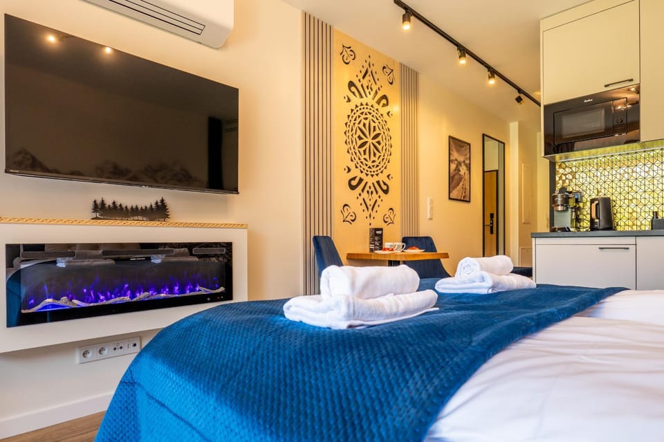 TV and multimedia, Kitchen or kitchenette, Bedroom, fireplace