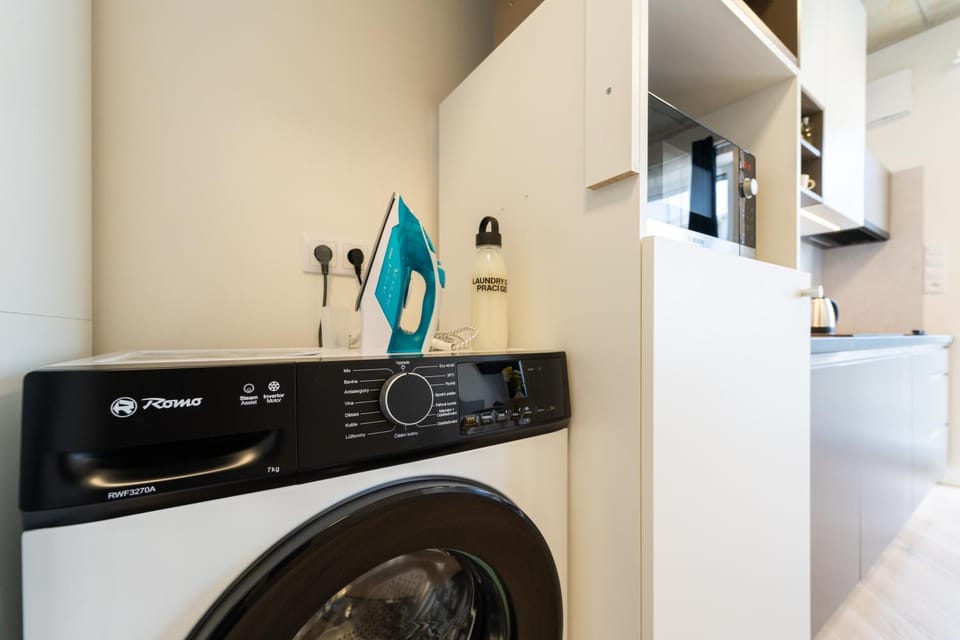 Kitchen or kitchenette, washing machine