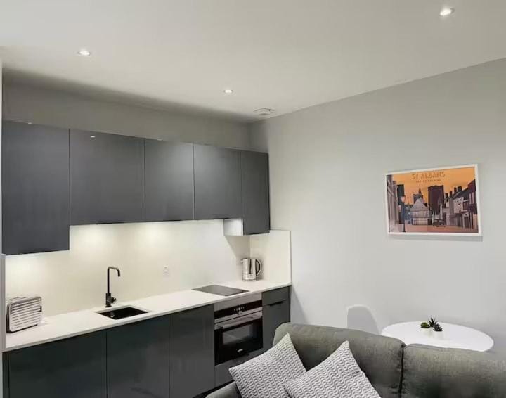 Kitchen or kitchenette, Living room, Seating area, Dining area