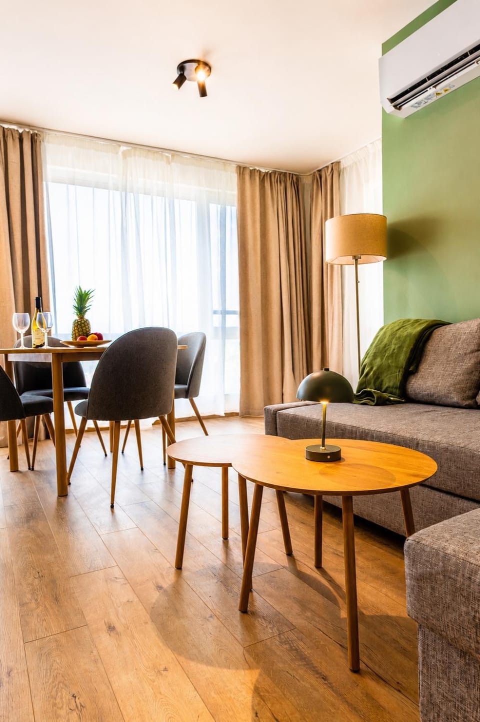 Living room, Seating area, Dining area, air conditioner