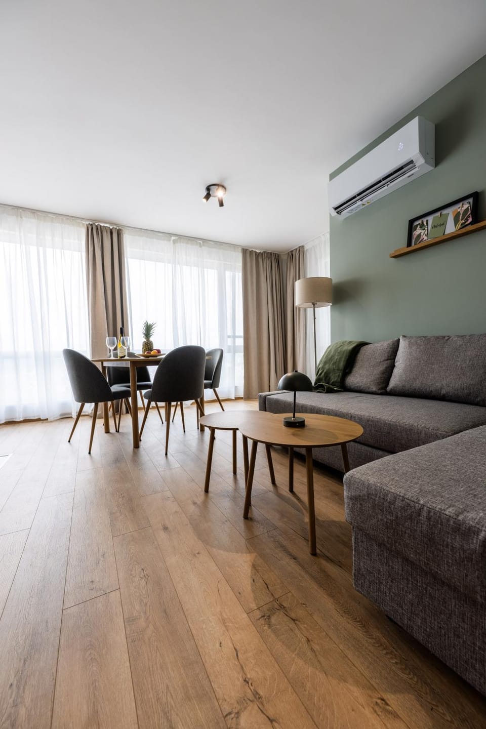 Living room, Seating area, Dining area, air conditioner